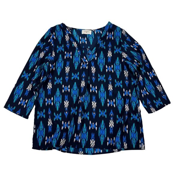 Everly Blue Semi-Sheer Chiffon 3/4 Sleeve Blouse V-Neck 100% Polyester Size M - Picture 1 of 8